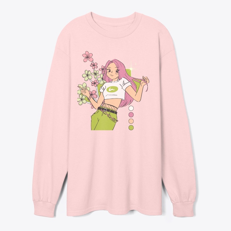 Floral Vibes Pink Long Sleeve Tee