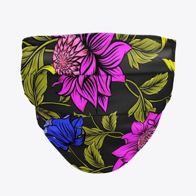Black Bouquet Face Mask