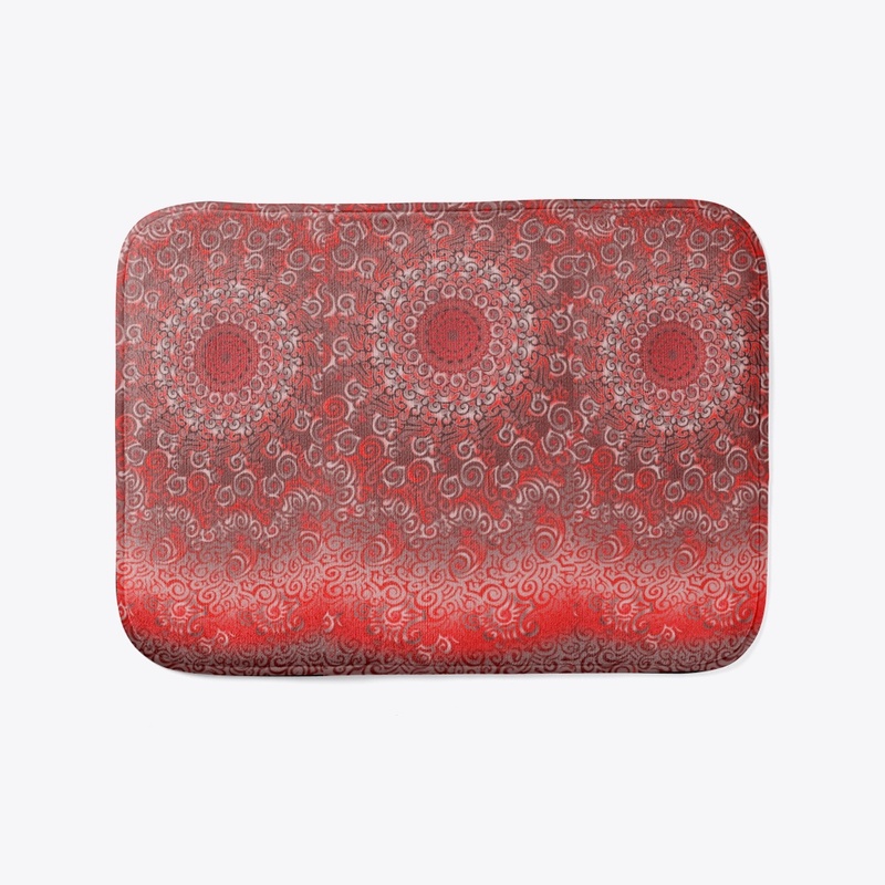 Red an black bath mat