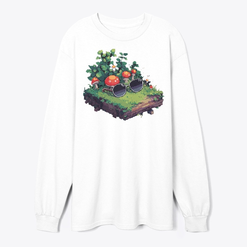 Bicycle and Mushroom Pixel Illustration