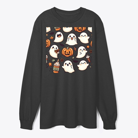 Cute Halloween Ghost Pattern Shirt Black Maglietta Front