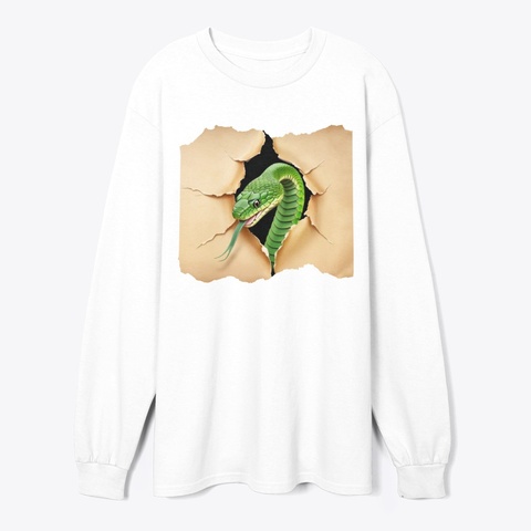 Green Snake Emerging White T-Shirt Front