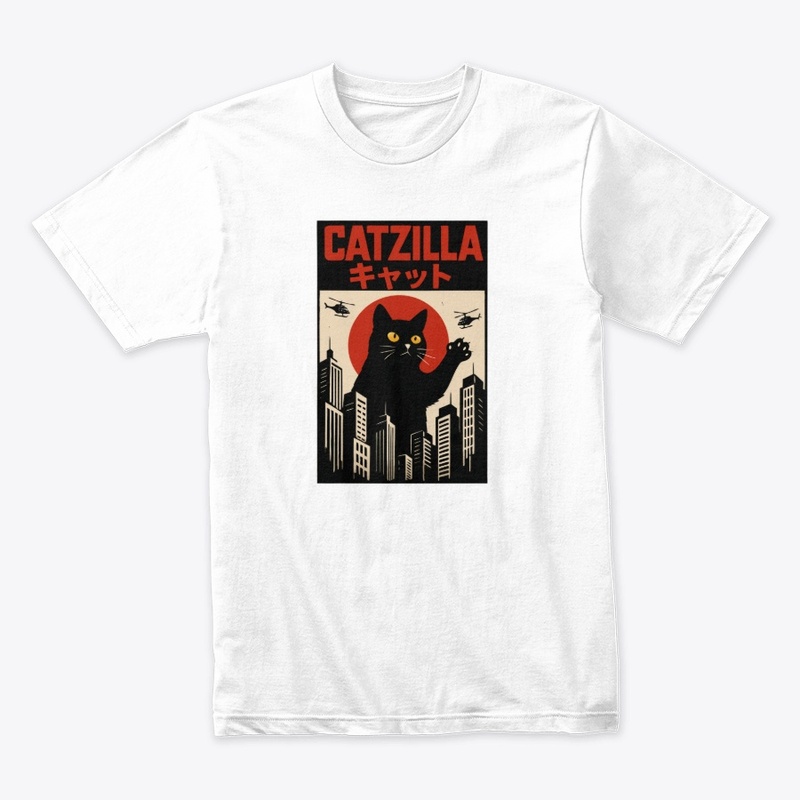 Catzilla Funny Giant Black Cat Japanese