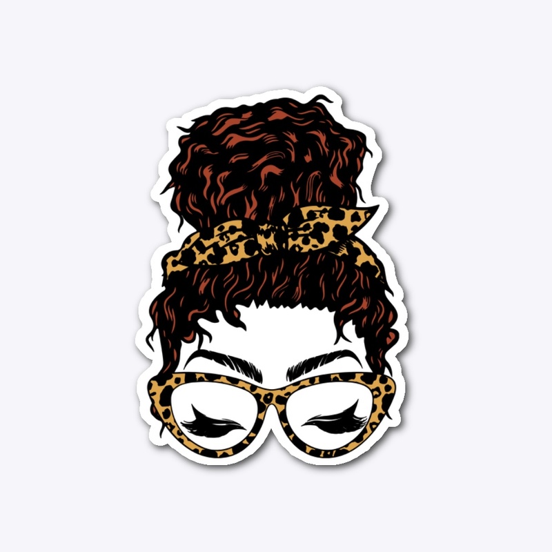 Curly red hair messy bun cat eye 