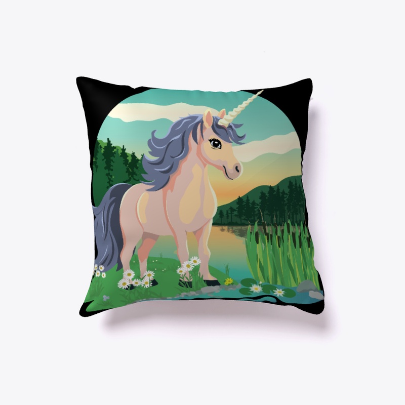 cute unicorn in a summer landscape