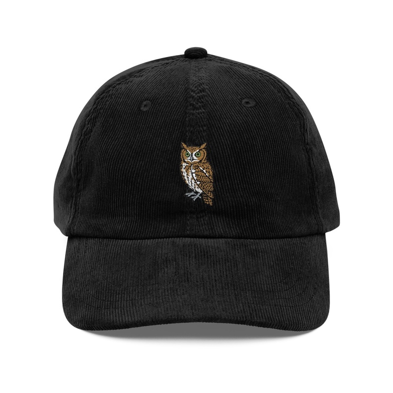 Screech Owl Embroidered Corduroy Hat