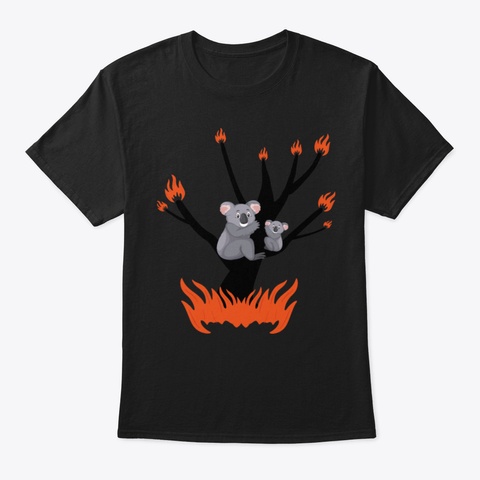 Save Koala Black T-Shirt Front