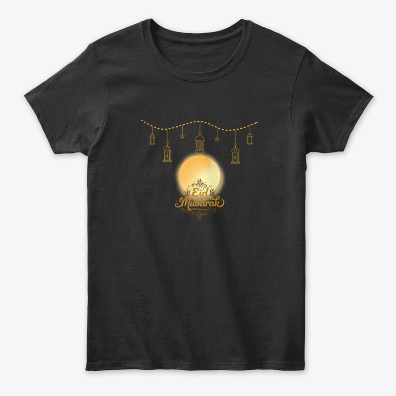 Eid Mubarak Golden Moon Lantern Art