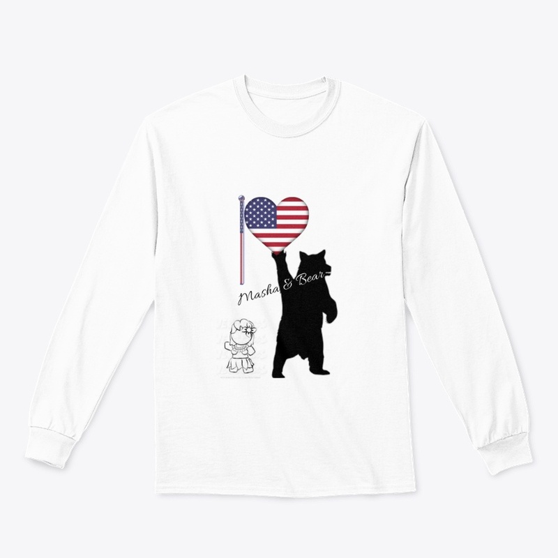 Masha & Bear 4th July American flag Tee