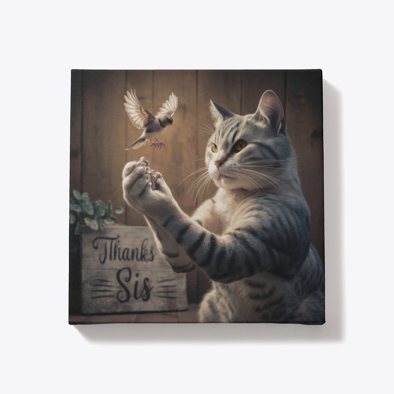 Cute Cat Thanks Sis Canvas
