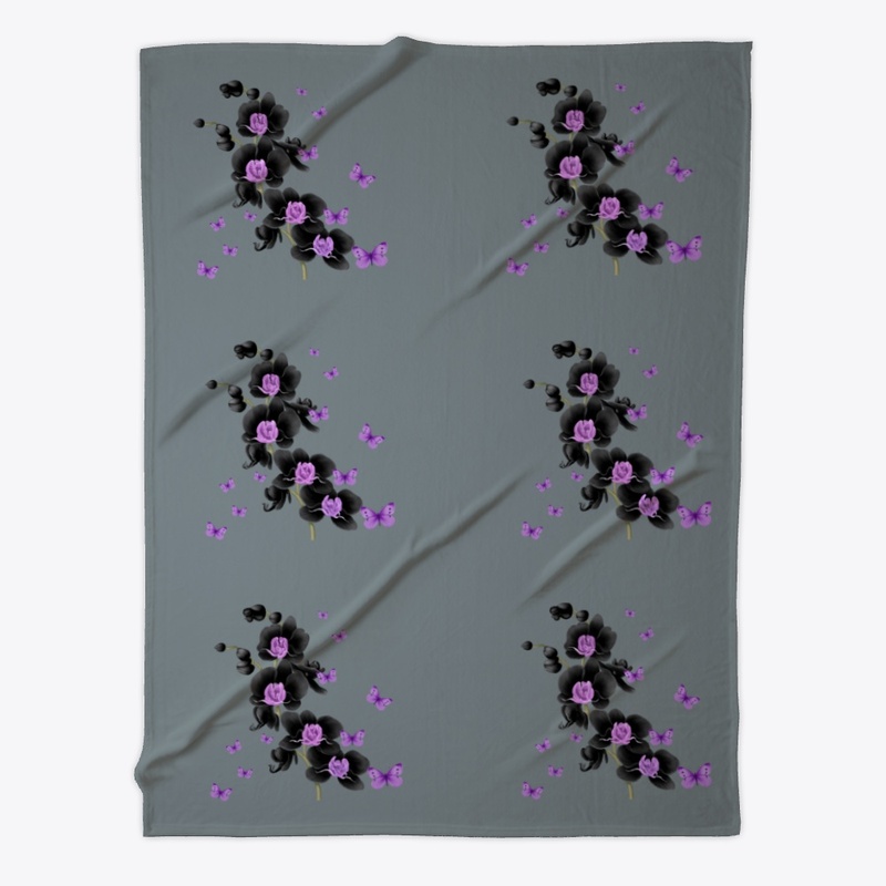 Purple Butterfly and Flower Design