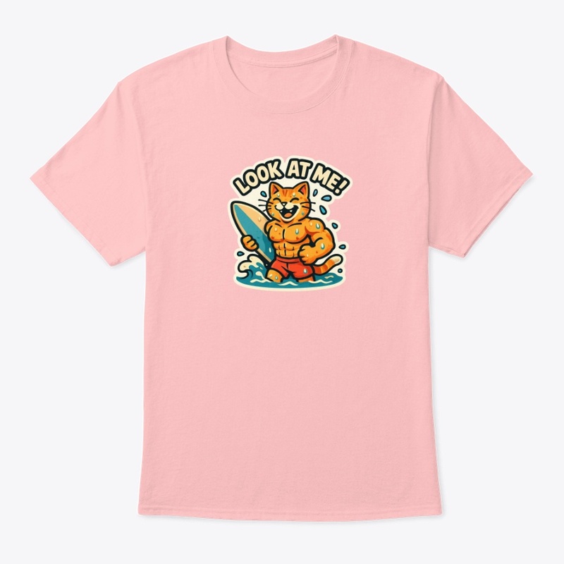 Muscular Cat Surfer - Look at Me!