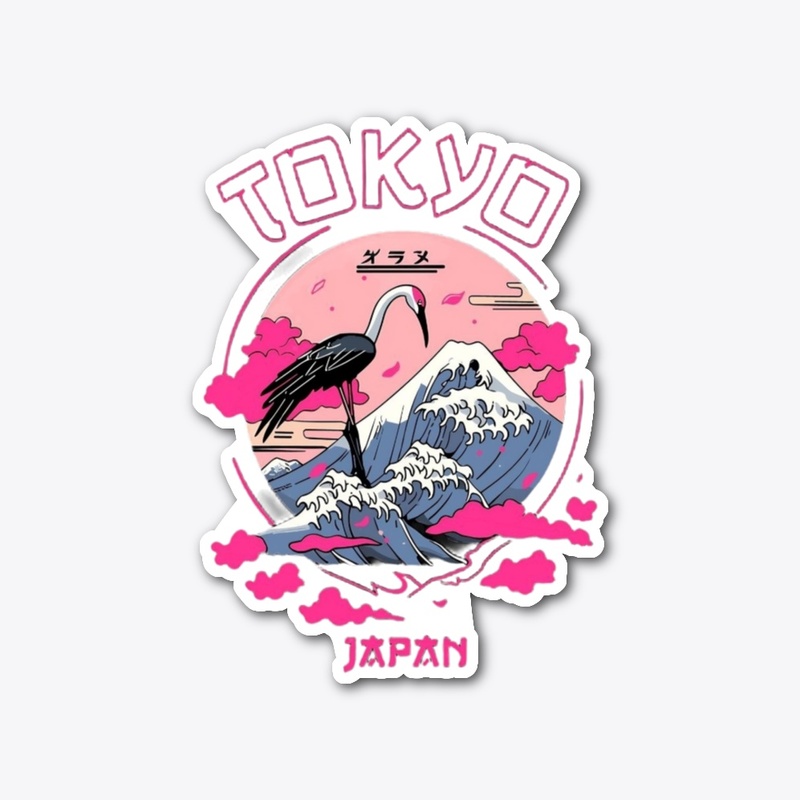 Blush of Japan Flamingos Beneath Sakura 
