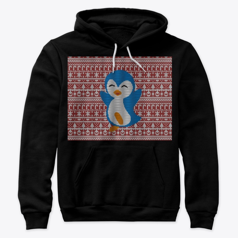 Unisex Hoodie Cheering Penguin-Ugly Xmas