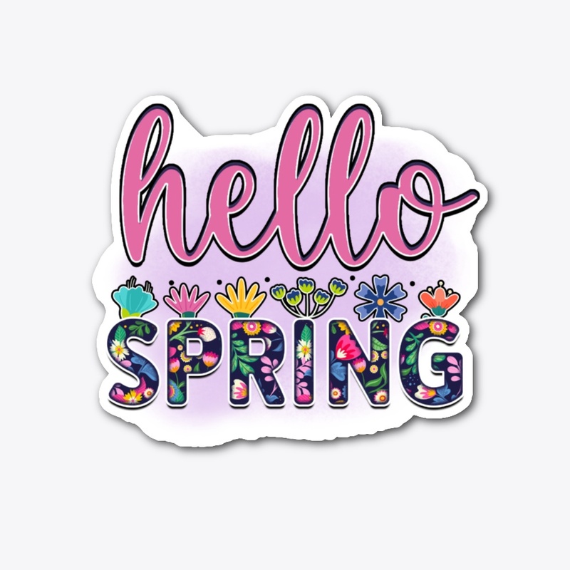 Hello Spring Floral Text