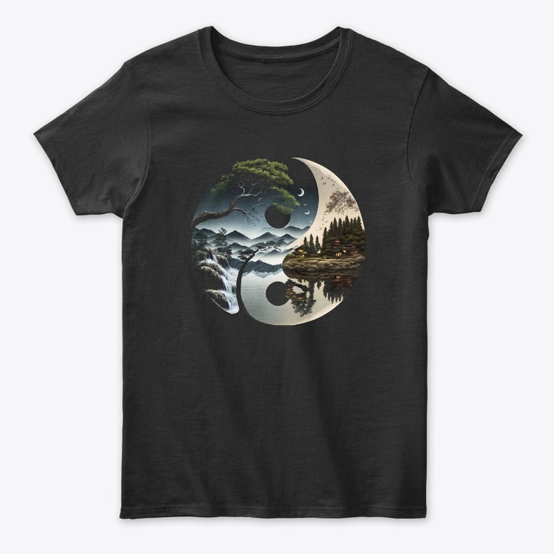 landscape forest waterfall yin yang