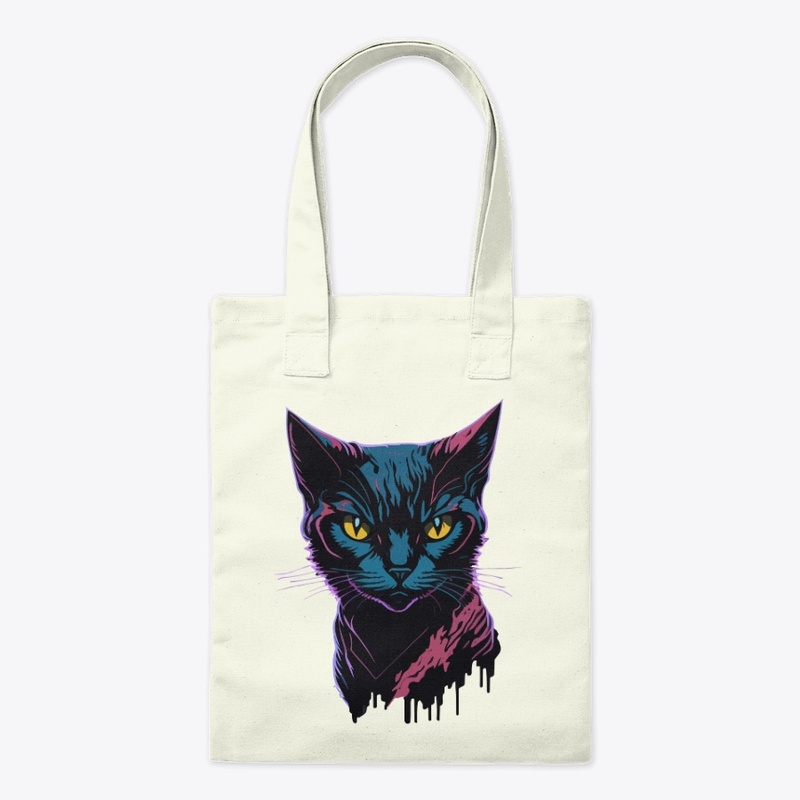 Black Cat Neon Style