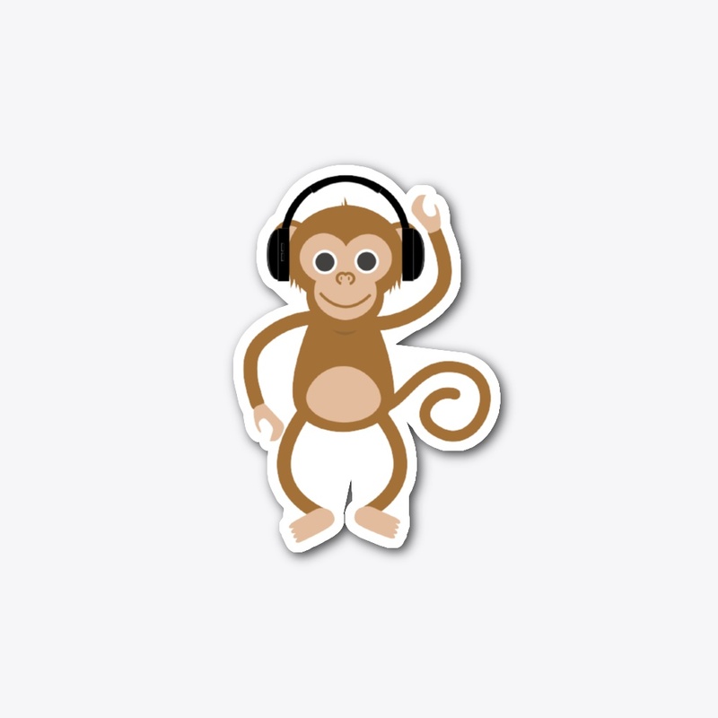 funny monkey with headphones