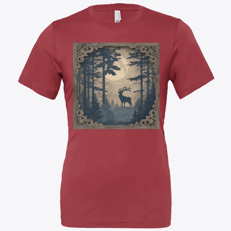 Ornate Deer Forest Frame Vintage Art