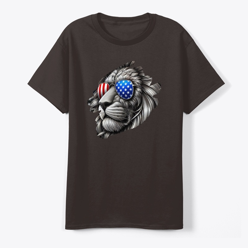 Lion Art with American Flag Sunglasses