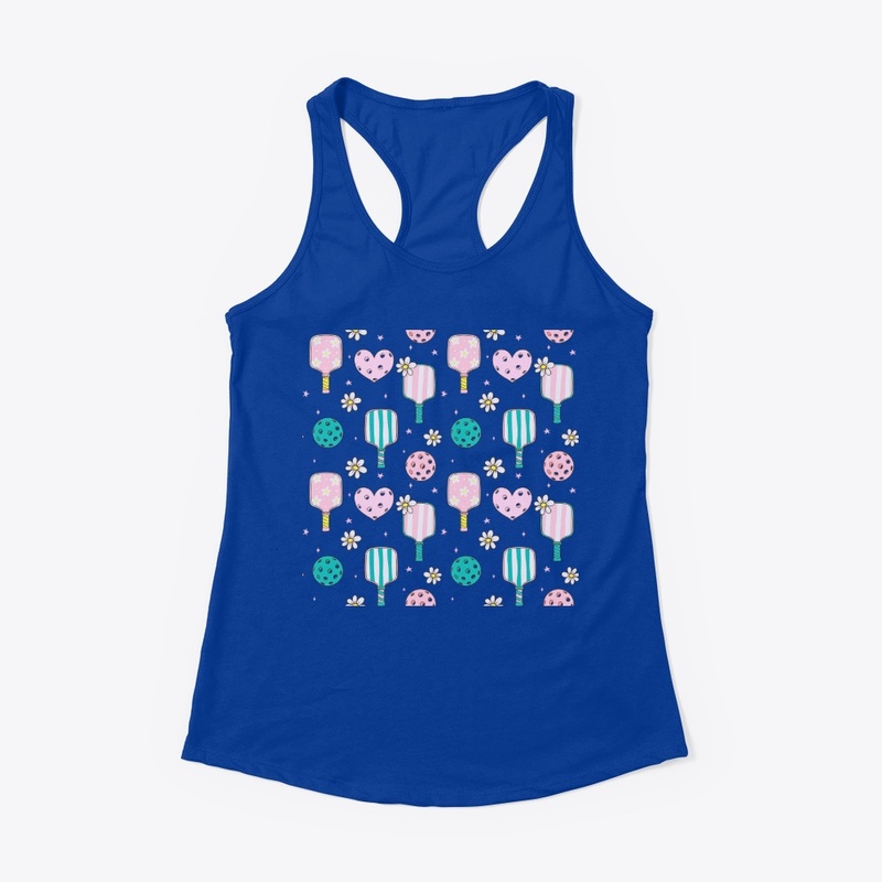 Pickleball Hearts and flowers Pattern