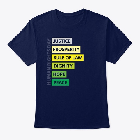 Retro Human Rights Day T Shirt Men Women Navy T-Shirt Front
