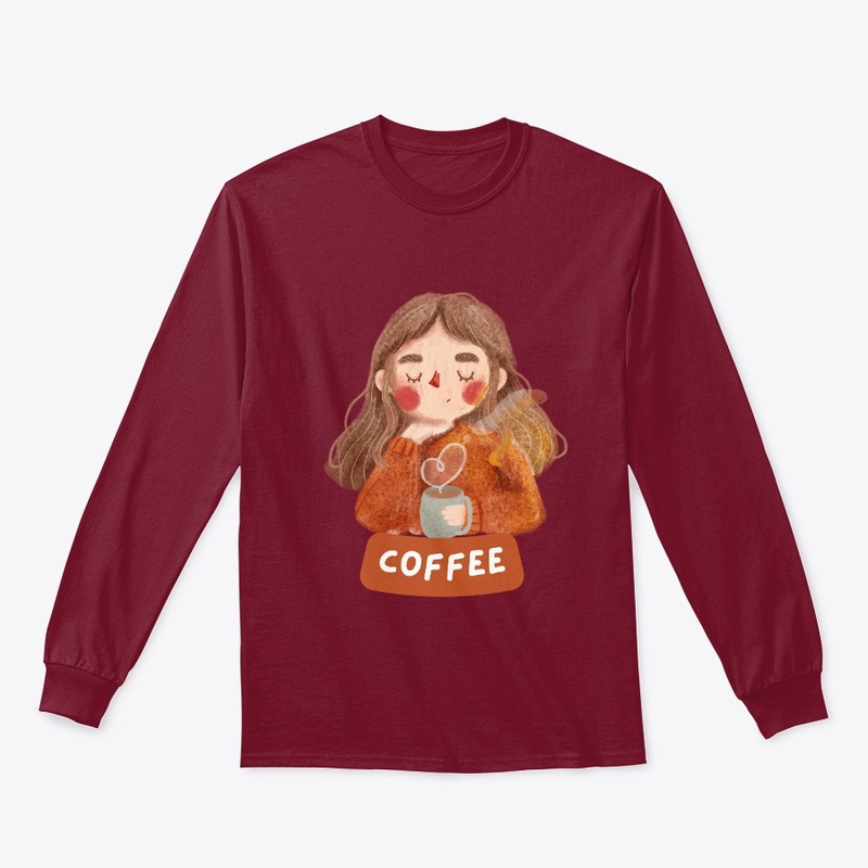 A girl with coffee in the design
