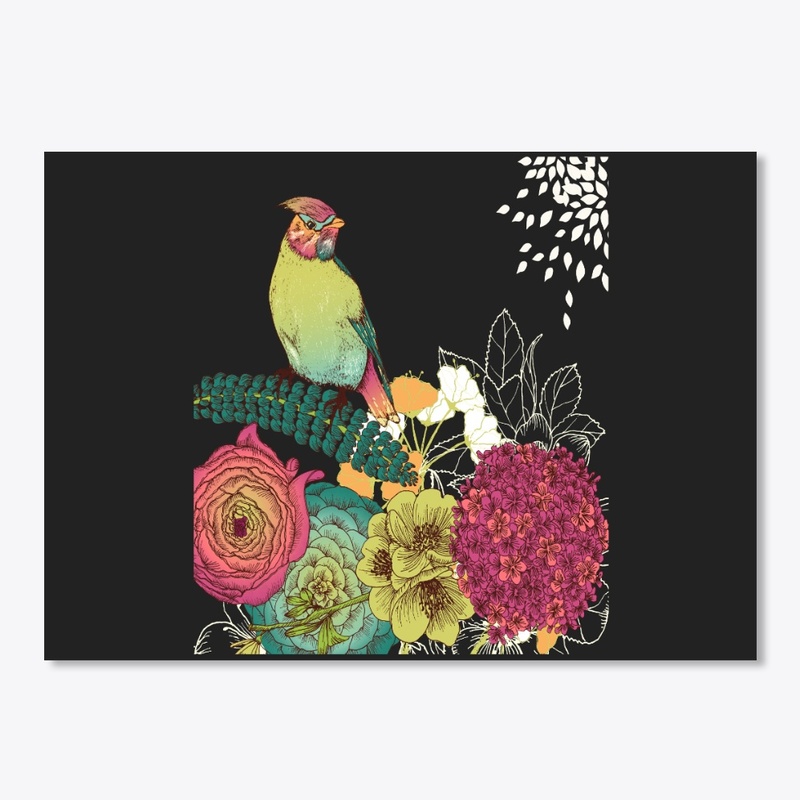  Bird and flowers