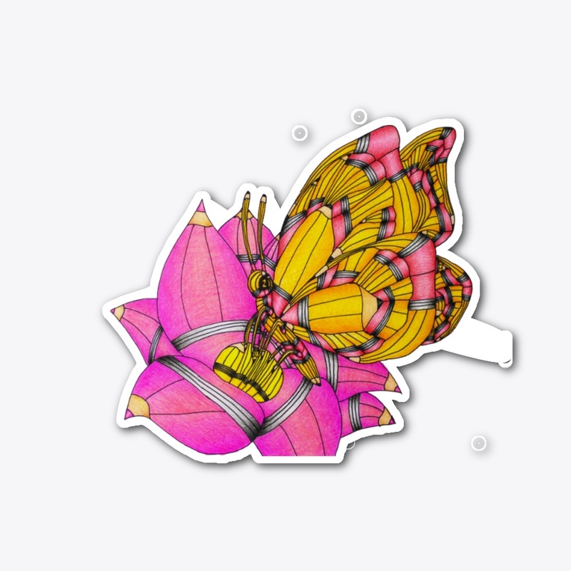 Pencil Butterfly with Flower