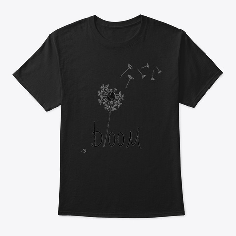 Dandelion With Center Globe, Bloom Black T-Shirt Front