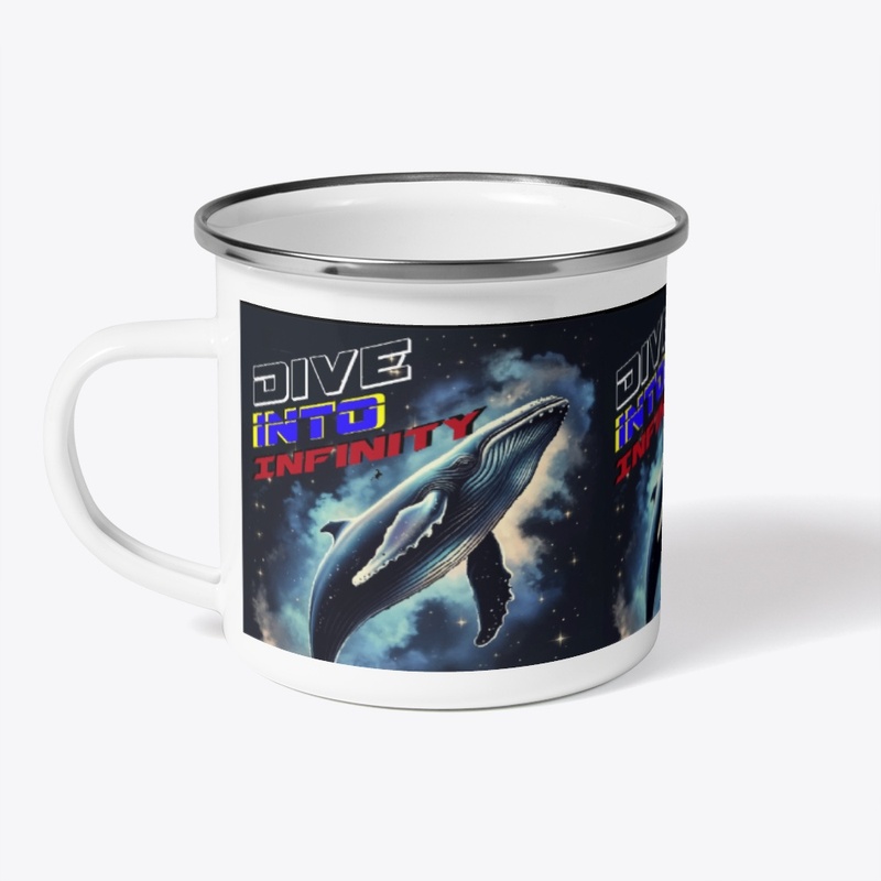 Dive Into Infinity Whale Camping B/W Mug