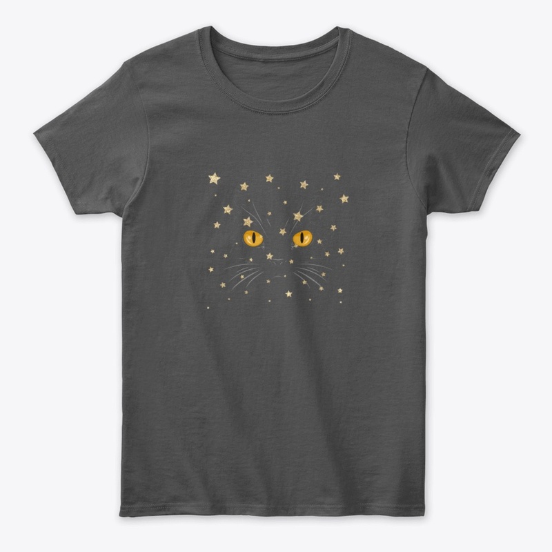 cute cat face & stars or meow