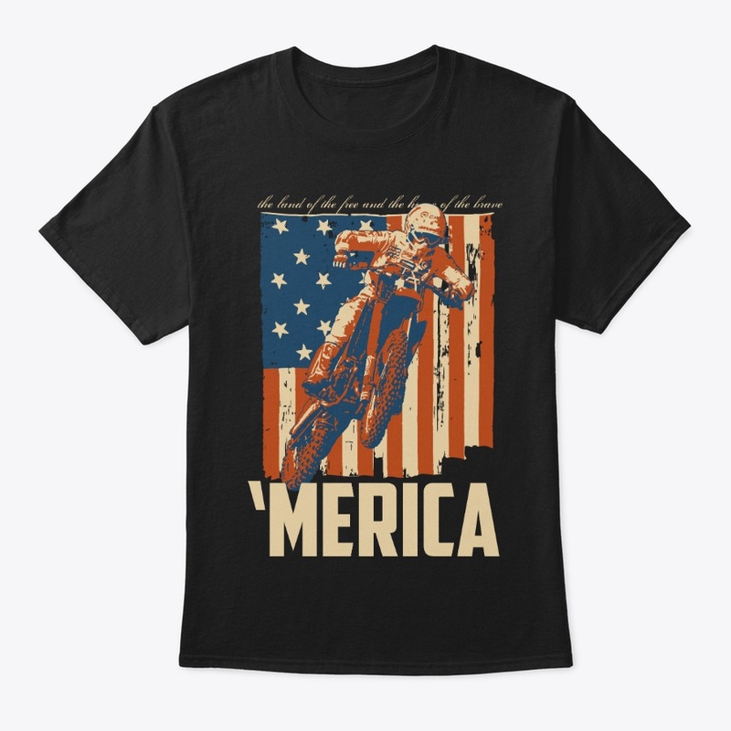 Motocross Merica Flag Vintage Motocross
