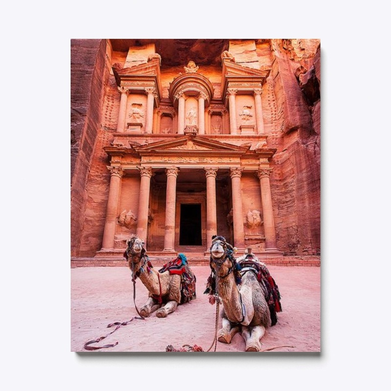Camel and Petra canvas painting