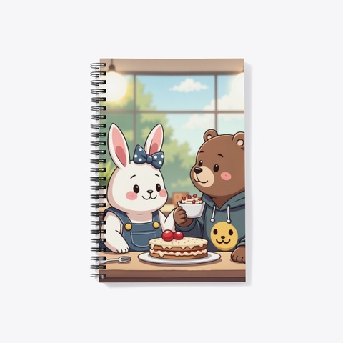 Bear And Bunny Cake Cafe Deep Navy T-Shirt Front
