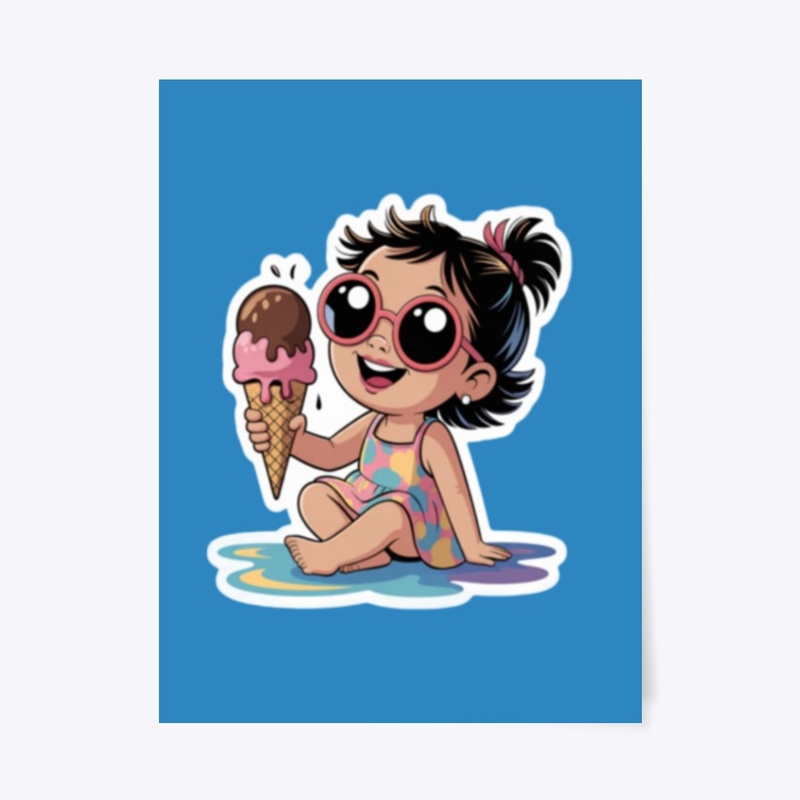 Cute Summer Girl Eating Ice Cream
