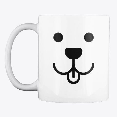 Cute Doggie Emoji Face White T-Shirt Front