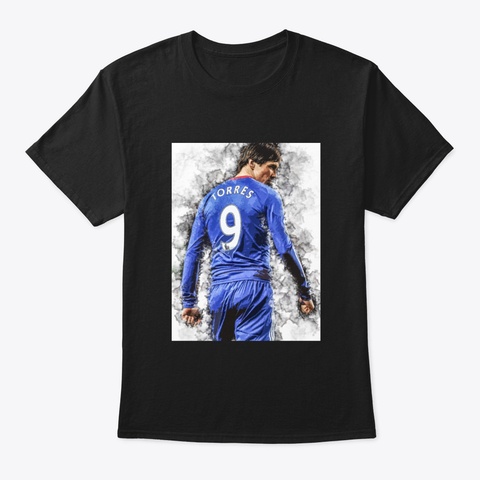Fernando Torres 09 Watercolor Black T-Shirt Front