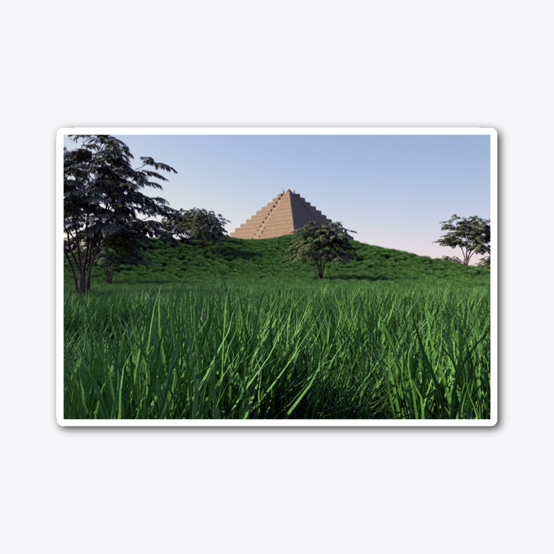landscape of pyramid trees and grass