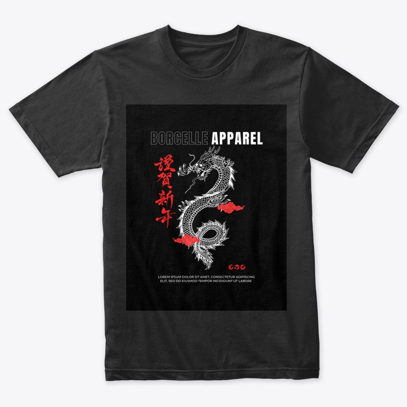 "Bold 'BORCELLE APPAREL' Black T-Shirt 