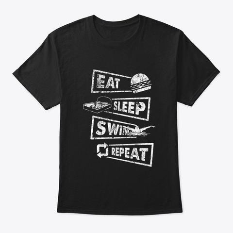 Swimming Saying Black T-Shirt Front