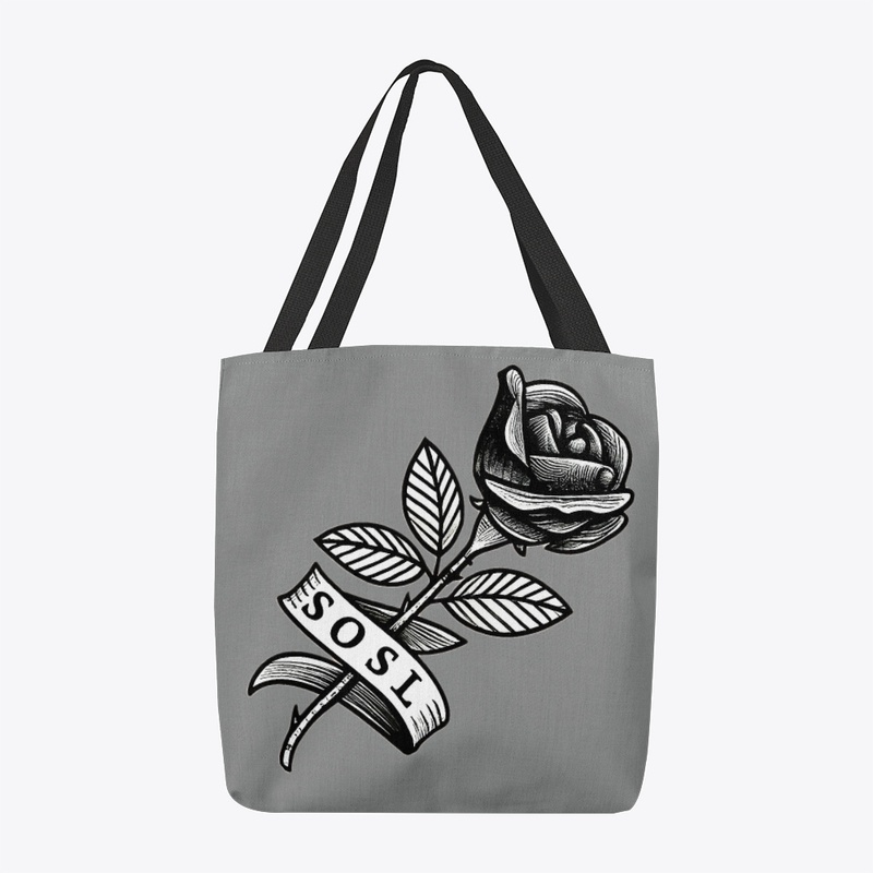 Single Rose printed tote bag in mono