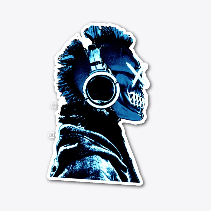 Skull Metal Head with Mohawk  in Blue
