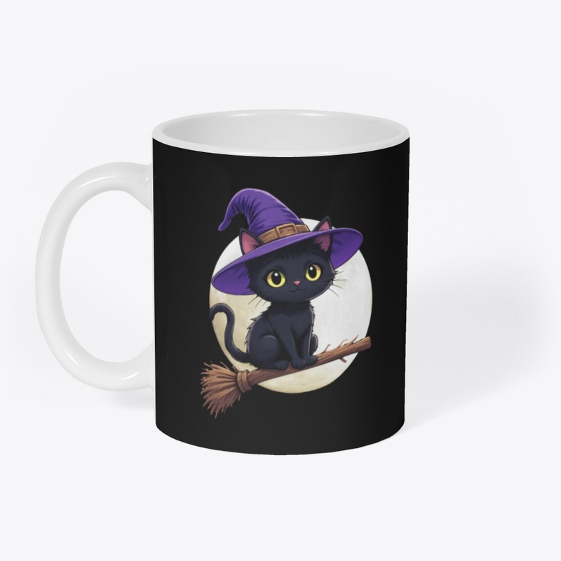 Black Cat Witch Halloween Tee