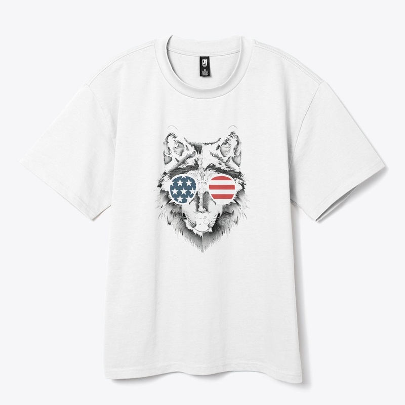 Wolf Art with American Flag Sunglasses