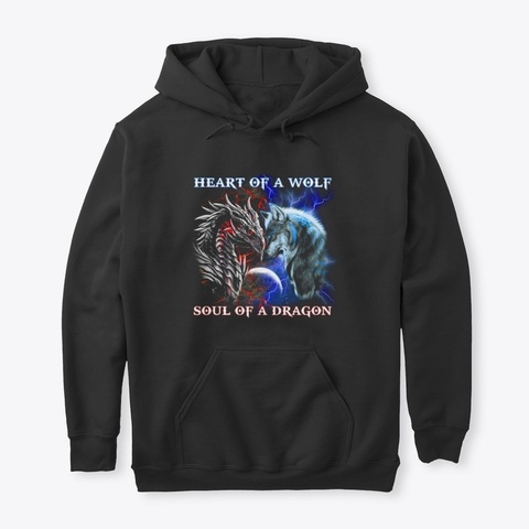Heart Of A Wolf Soul Of A Dragon Black T-Shirt Front