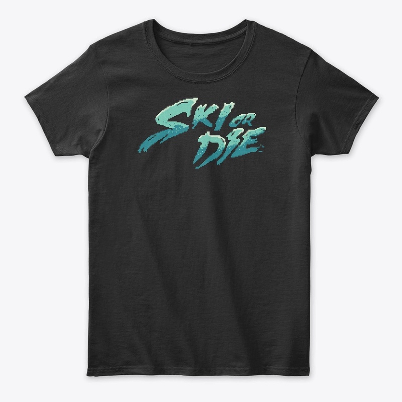 Ice Sunset Ski or die Pixel art Logo