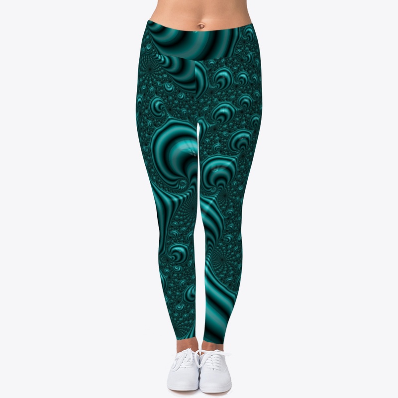 Cyan Striped Fractal Leggings