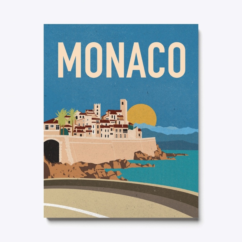 Monaco coast travel poster
