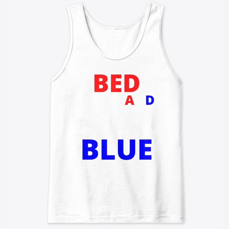 Bed white and blue funny independence na